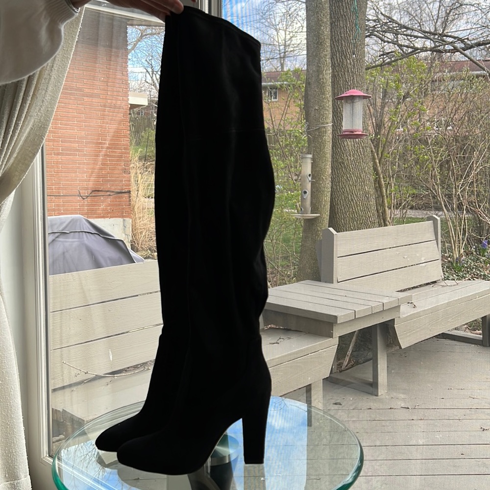 Ivanka Trump Black Suede Over the Knee Boot